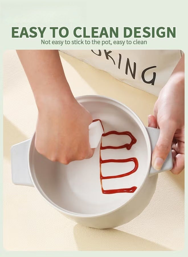 الوعاء الساخن الكهربائي,1.5L طلاء السيراميك غير اللاصق مطبخ رامين,مطبخ سفر صغير محمول مع وظيفة تأخير الوقت 3-6H,6H الحفاظ على الدافئة,وعاء كهربائي متعدد الوظائف لحساء عصيرة الأرز بخار,أبيض - Image 5